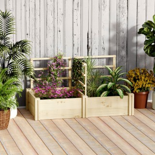 Outsunny Κρεβάτι για Κήπο με 3 Σχάρες και 2 Ζαρντινιέρες από Ξύλο Έ...