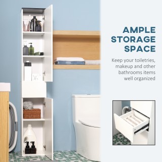 kleankin Ντουλάπα μπάνιου με ρυθμιζόμενο ράφι, 2 κλειστά ράφια και ...