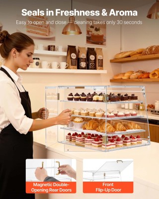 VEVOR Εμπορική Προθήκη Ζαχαροπλαστικής 4 Επιπέδων, Διάφανο Ακρυλικό... VEVOR Εμπορική Προθήκη Ζαχαροπλαστικής 4 Επιπέδων, Διάφανο Ακρυλικό...