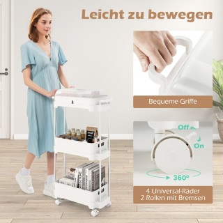 Costway  3-επίπεδο Κινητό Καρότσι Αποθήκευσης με Ανθεκτικό Σκελετό ...