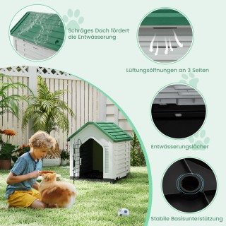 Costway Πλαστικό Σπιτάκι Σκύλου με Μεταλλική Πόρτα και Αεραγωγούς Π...