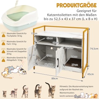 Costway Ντουλάπι Γάτας με Διπλές Πόρτες & Επιφάνεια Ξυσίματος, Λευκ...