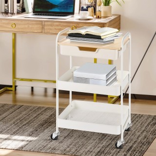 HOMCOM Πολυλειτουργικό Καροτσάκι Κουζίνας με Περιστρεφόμενους Τροχο... HOMCOM Πολυλειτουργικό Καροτσάκι Κουζίνας με Περιστρεφόμενους Τροχο...