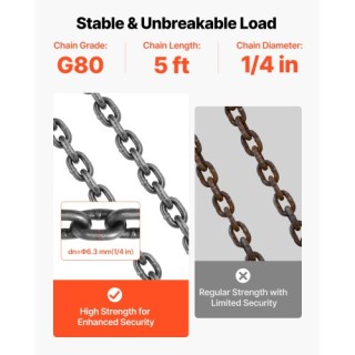 VEVOR Αλυσίδα Ανύψωσης 6,3mm x 1,5m με 4 Άγκιστρα Grab, Βαρέως Τύπο... VEVOR Αλυσίδα Ανύψωσης 6,3mm x 1,5m με 4 Άγκιστρα Grab, Βαρέως Τύπο...