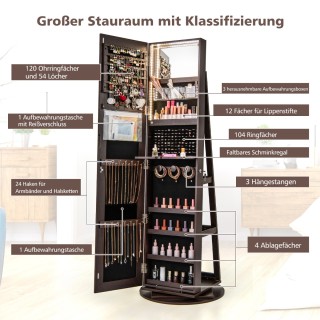 Costway Περιστρεφόμενη Κοσμηματοθήκη 360° με Τρίχρωμο LED Φωτισμό ... Costway Περιστρεφόμενη Κοσμηματοθήκη 360° με Τρίχρωμο LED Φωτισμό ...