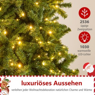 Costway 360 εκ. Φωτιζόμενο Τεχνητό Χριστουγεννιάτικο Δέντρο Ελάτου ...