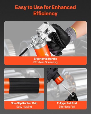 VEVOR Πιστολέτο Γράσου 8000 PSI με Αξεσουάρ για Αυτοκίνητα και Θαλά...