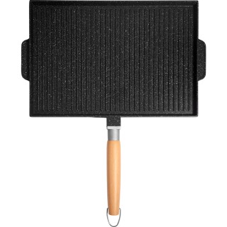 BAKAJI Διπλής Χρήσης Ορθογώνιο Αντικολλητικό Grill 35x25cm με Ξύλιν...