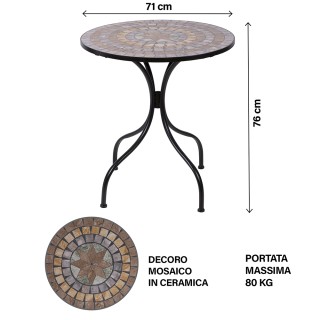 Galileo Στρογγυλό εξωτερικό τραπέζι 70x75 cm από σίδερο με κεραμικό...