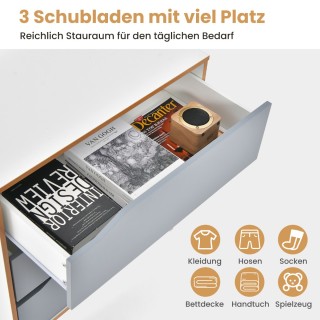 Costway Ξύλινη Συρταριέρα για Υπνοδωμάτιο 75 x 42 x 75 cm Γκρι JV10...