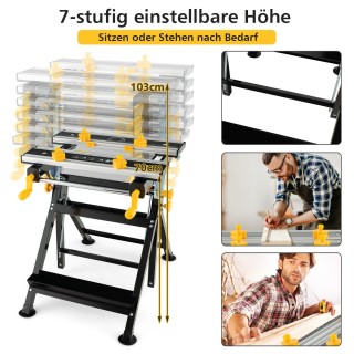 Costway Πτυσσόμενο Εργαστήριο με 8 μετακινούμενους σφιγκτήρες & 7-ε...