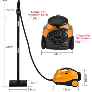 Costway Ισχυρός Ατμοκαθαριστής Δαπέδου 2000W με 18 Αξεσουάρ - Πορτο...