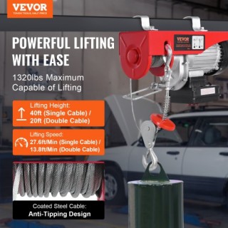 Ηλεκτρικός Γερανός VEVOR 1320 lbs με Ασύρματο & Ενσύρματο Χειριστήρ...