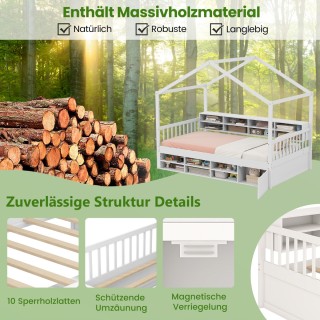 Costway Παιδικό κρεβάτι σπιτάκι 200 x 90 cm με προστατευτικό πτώσης...