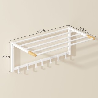 HOMCOM Αναδιπλούμενη Κρεμάστρα Τοίχου για Πετσέτες με 5 Ράβδους και...