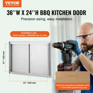 Πόρτα BBQ VEVOR 915x610mm Ανοξείδωτη Διπλή για Εξωτερική Κουζίνα  S...