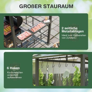 Costway  Μεταλλικό Γκριλ Παβιλιόν με Πλευρικά Ράφια - Μαύρο, 248 x ...