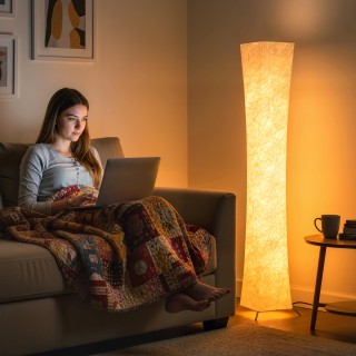 HOMCOM Μοντέρνο Φωτιστικό Δαπέδου με Διακόπτη Ποδιού, από Ατσάλι κα...