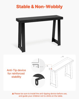 VEVOR Μαύρο Ξύλινο Ορθογώνιο Τραπέζι Κονσόλα 118 cm για Αίθουσα, Κρ...