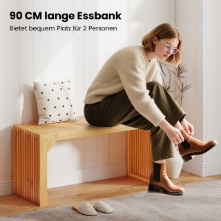 Costway Διθέσιο Μπαμπού Σκαμπό Χωρίς Πλάτη, έως 300kg Φορτίο 43 x 9...