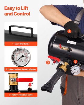 VEVOR Εκτοξευτήρας Αεροθαλάμου Ελαστικών 5 Γαλόνια, 87-116 PSI, Για...