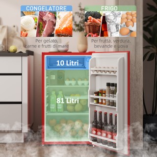 HOMCOM Μικρό Ψυγείο 91L Μονόπορτο Αναστρέψιμο με Καταψύκτη και Ρυθμ...