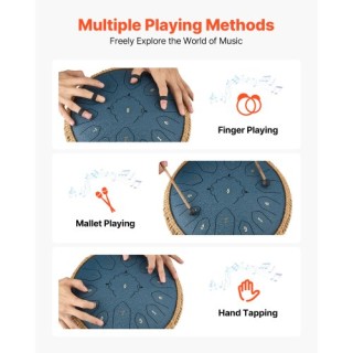 VEVOR Τύμπανο Χάλυβα 30,5cm με 13 Νότες σε Ντο Μείζονα, Σκούρο Μπλε...