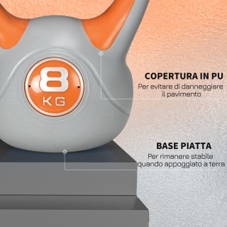 SPORTNOW Kettlebell 8kg σε PU και Sand με επίπεδη βάση και λαβή για...