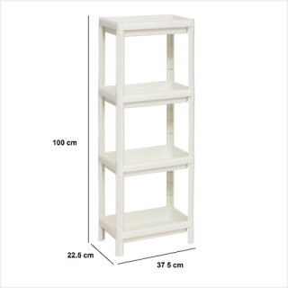 Πλαστική Ραφιέρα Αποθήκευσης 4 Επιπέδων 37.5 x 22.5 x 100 cm Λευκό ... Πλαστική Ραφιέρα Αποθήκευσης 4 Επιπέδων 37.5 x 22.5 x 100 cm Λευκό ...