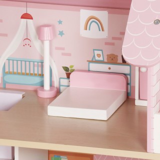 Kruzzel Ξύλινο Κουκλόσπιτο με LED και Πλήρες Σετ Επίπλων 26364