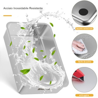 BAKAJI Πράσινη Ατσάλινη Λεκάνη Γάτας με Τάπητα, 50 x 35 x 15 εκ. Χω...