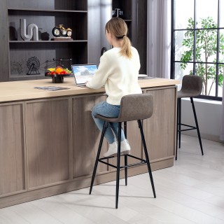 HOMCOM Σετ 2 Σκαμπό Μπαρ με Χαμηλή Πλάτη και Υποπόδιο, Επένδυση PU,...