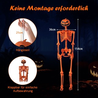 Costway Πορτοκαλί Πλαστικός Σκελετός με Κινούμενες Αρθρώσεις και Κε...