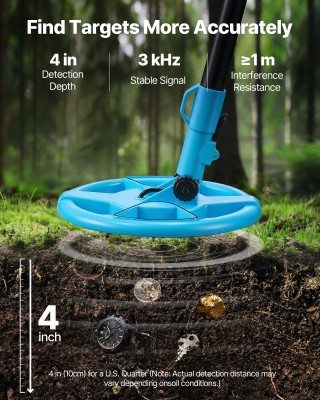 VEVOR Ανιχνευτής Μετάλλων με Ελαφρύ Σχεδιασμό, Οθόνη LCD και Αδιάβρ...