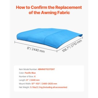 VEVOR Σκίαστρο Σκάφους 4 Bow 96 Pacific Blue 4GCYZYP96971V14FIV0 VEVOR Σκίαστρο Σκάφους 4 Bow 96 Pacific Blue 4GCYZYP96971V14FIV0