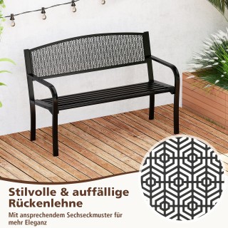 Costway Μαύρος Μεταλλικός Πάγκος Κήπου για 2 Άτομα με Μπράτσα, 128 ...