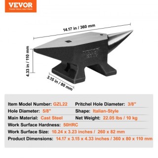 Αμόνι VEVOR 22Lbs από Χυτοχάλυβα για Σιδηρουργούς ZT22LBITALIANJYDMV0 Αμόνι VEVOR 22Lbs από Χυτοχάλυβα για Σιδηρουργούς ZT22LBITALIANJYDMV0