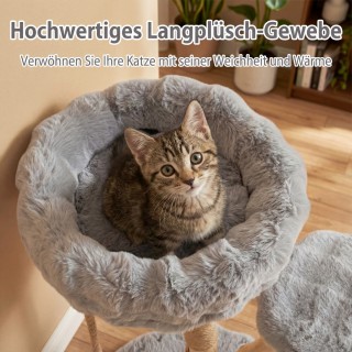 Costway Γκρι ονυχοδρόμιο γάτας 90 εκ. από μασίφ ξύλο με 3 λούτρινες...