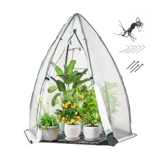 Costway Φορητό Μίνι Θερμοκήπιο με Φερμουάρ και Λευκό Κάλυμμα PE Διά...