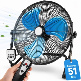 BAKAJI Ανεμιστήρας Δαπέδου με Πτερύγια 51 εκ., Τηλεχειριστήριο, Αθό...