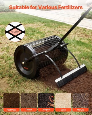 VEVOR Διανομέας Κομπόστ και Τύρφης 61 εκ. με Λαβή Ώθησης/Έλξης, Βού...