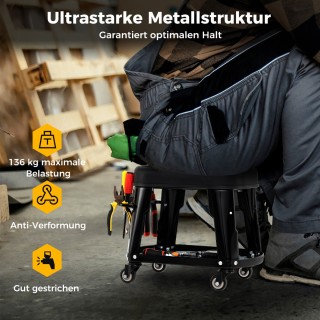 Costway Περιστρεφόμενο Σκαμπό Μηχανικού με Εργαλειοθήκη και Αποσπώμ...