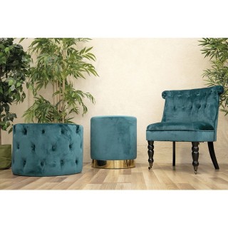 Galileo  Σετ 2 τμχ  Πολυθρόνα σαλονιού σε οττάνιο με ύφασμα εφέ βελ...