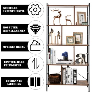 Costway Πενταώροφη Βιβλιοθήκη με Βιομηχανικό Σχεδιασμό και Ρυθμιζό... Costway Πενταώροφη Βιβλιοθήκη με Βιομηχανικό Σχεδιασμό και Ρυθμιζό...