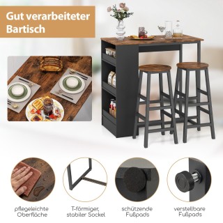 Σετ Μπαρ Βιομηχανικού Στυλ με Τραπέζι και 2 Σκαμπό 91,5 x 49 x 91,5...