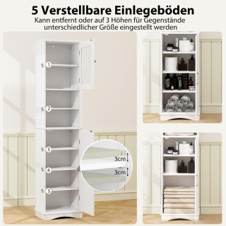 Costway  Λεπτή ντουλάπα μπάνιου με 5 ρυθμιζόμενα ράφια & 2 πόρτες, ...