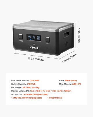 VEVOR Επιπλέον Μπαταρία 2160Wh LiFePO4 για Φορητό Σταθμό Ενέργειας ... VEVOR Επιπλέον Μπαταρία 2160Wh LiFePO4 για Φορητό Σταθμό Ενέργειας ...