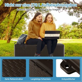 Costway Πολυλειτουργικό Κουτί Αποθήκευσης Βεράντας 276L με Κλείδωμ... Costway Πολυλειτουργικό Κουτί Αποθήκευσης Βεράντας 276L με Κλείδωμ...