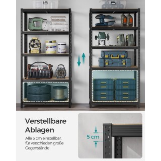 SONGMICS Βαρέως Τύπου Ράφια 5 Επιπέδων από Ατσάλι, Μαύρο, 50 x 100 ... SONGMICS Βαρέως Τύπου Ράφια 5 Επιπέδων από Ατσάλι, Μαύρο, 50 x 100 ...