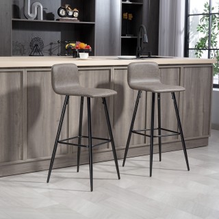 HOMCOM Σετ 2 Σκαμπό Μπαρ με Χαμηλή Πλάτη και Υποπόδιο, Επένδυση PU,...